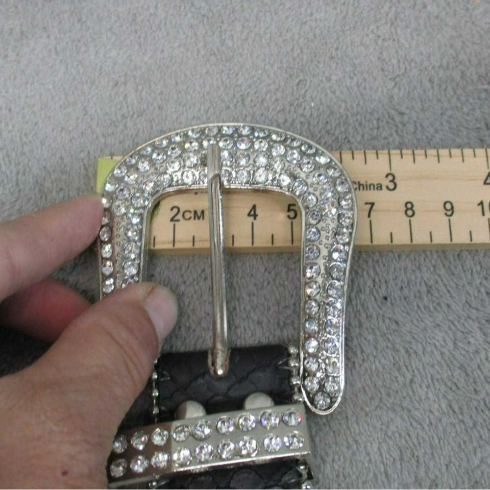 Belt Womens Small Black Rhinestone Studded Western - Picture 9 of 10
